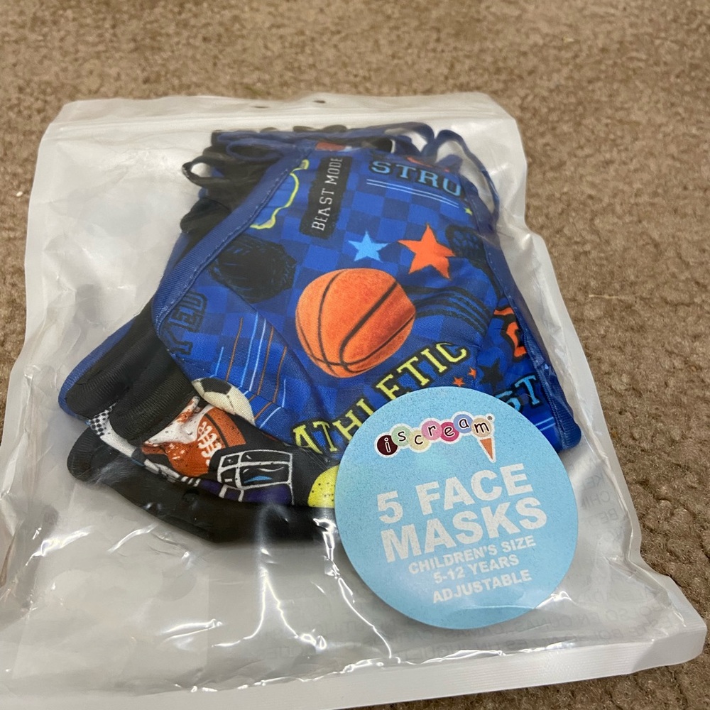😷Kids Sports 5-Pack Reusable Masks
